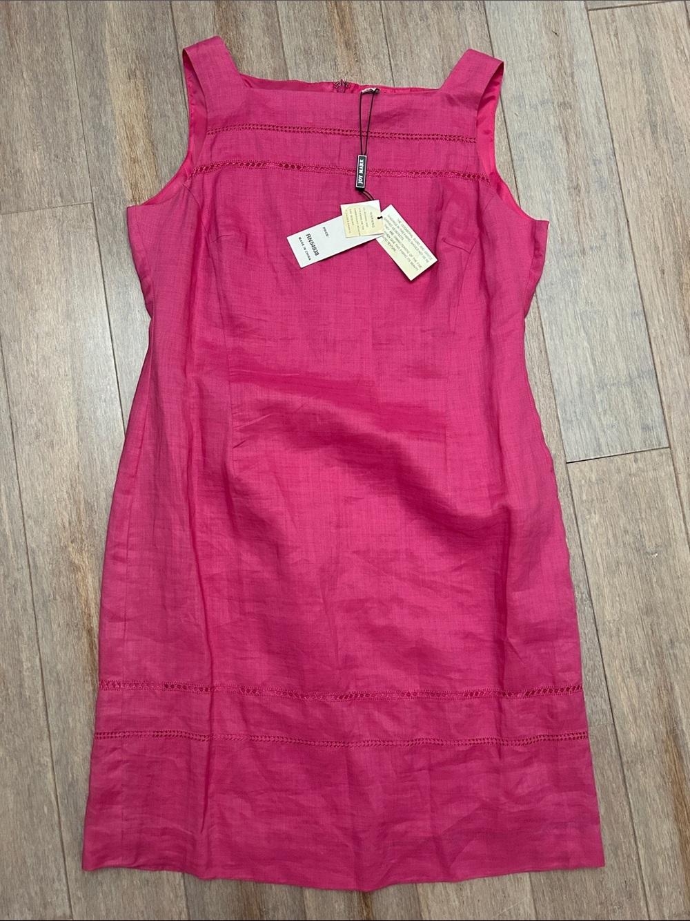 VTG Women’s Embroidered Fuchsia Sleeveless Linen Shift Dress size 16